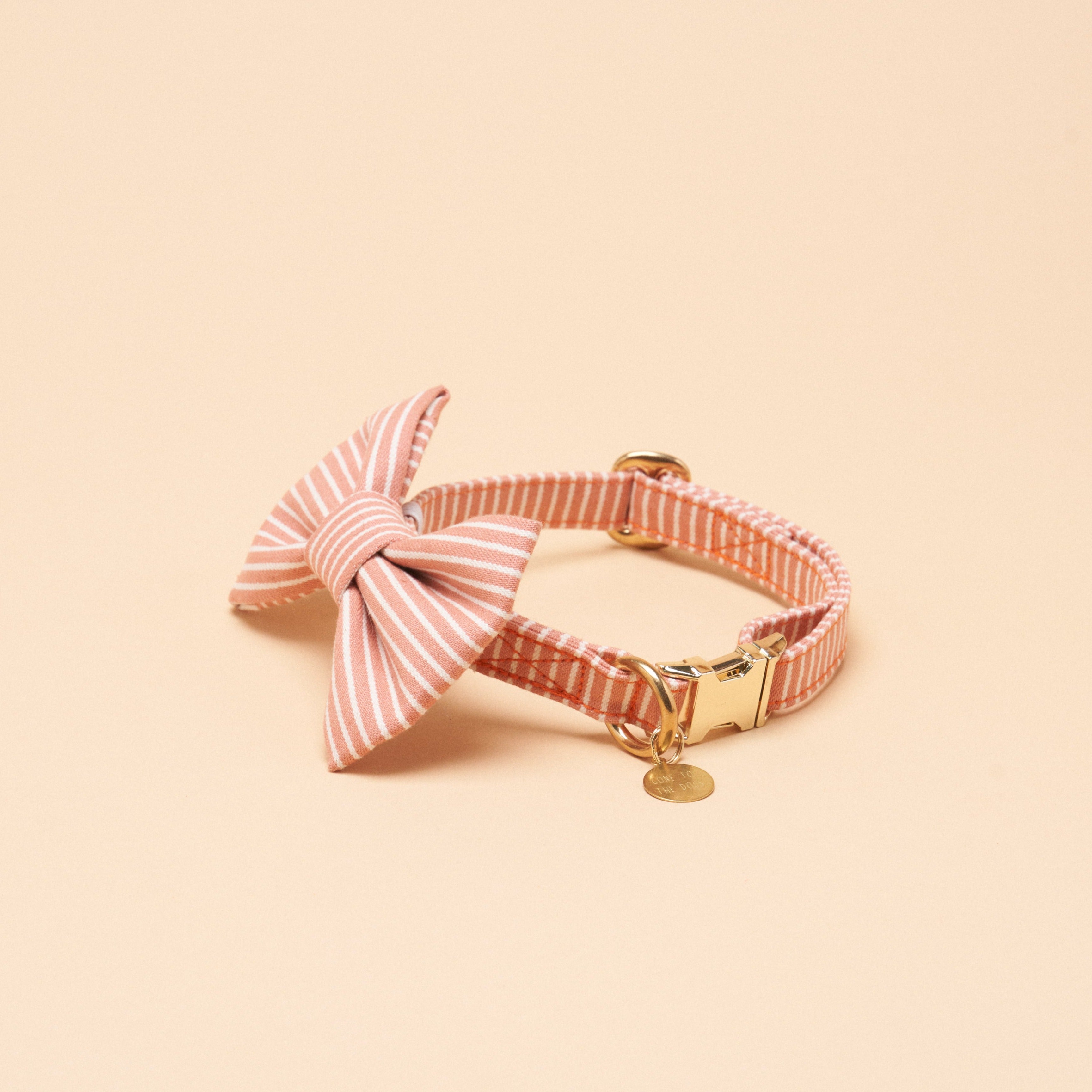 Bailey Bowtie Collar - Peach Stripe