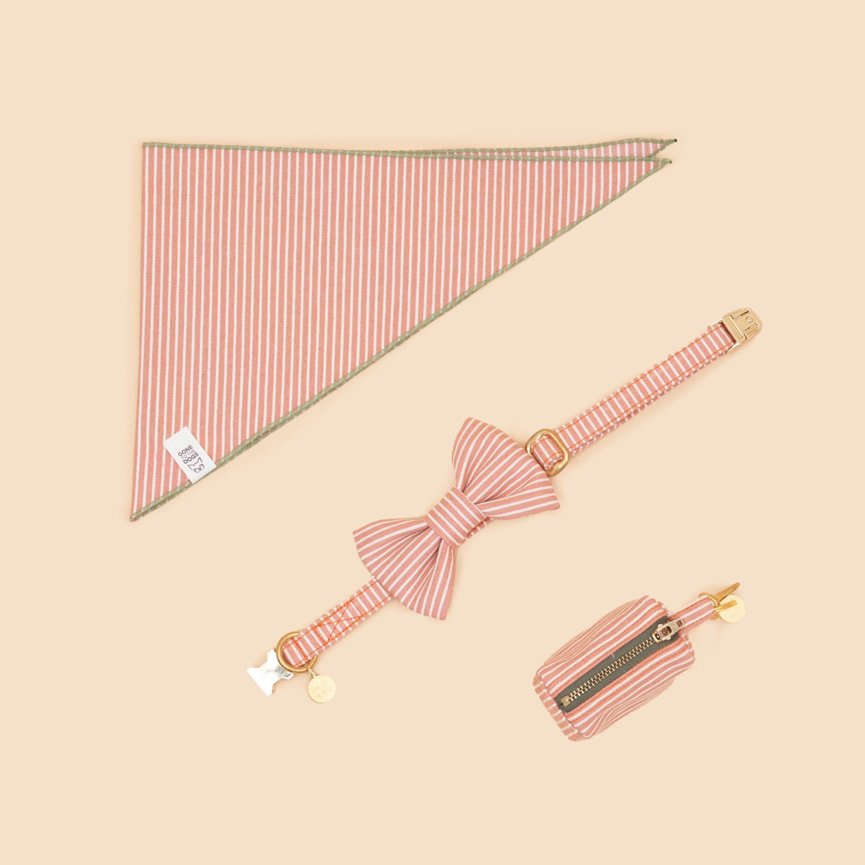 Bailey Bowtie Collar - Peach Stripe